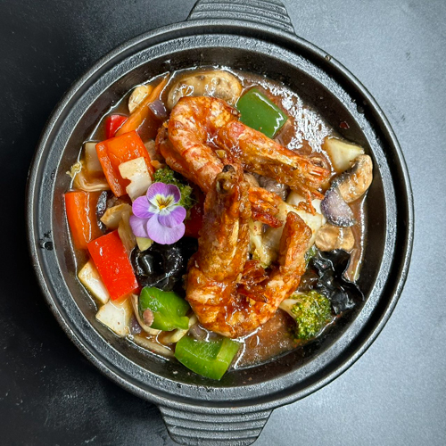 Gambas au basilic façon thaï